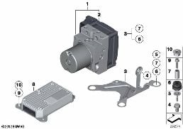HYDRO UNIT DSC/CONTROL UNIT/FASTENING diagram for BMW 5 Series F07 GT 530d 155kW