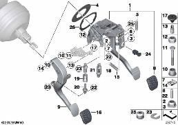 PEDAL ASSY W OVER-CENTER HELPER SPRING diagram for BMW 4 Series F36 Gran Coupé 420iX