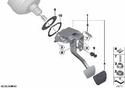 PEDAL ASSEMBLY, AUTOMATIC TRANSMISSION diagram for BMW 4 Series F36 Gran Coupé 420iX
