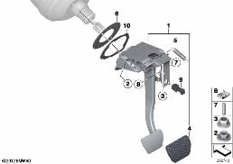 PEDAL ASSEMBLY, AUTOMATIC TRANSMISSION diagram for BMW 4 Series F36 Gran Coupé 420iX