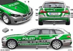 POLICE AND PARAMEDIC STICKER diagram for BMW 5 Series F11 550i