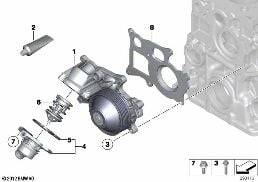 WATERPUMP - THERMOSTAT diagram for BMW 3 Series F30 318d