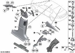 Döş./Kapl., A- / B- / C-direği diagram for BMW 7 Series F03 750LiS