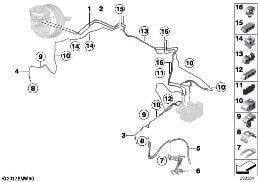 BRAKE PIPE, FRONT diagram for BMW 3 Series F30 328i