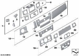 Clona přístrojová deska dřevo diagram for BMW Rolls-Royce Phantom RR1 Phantom