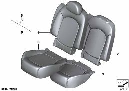 Sitz hinten Polster und Bezug Durchlade diagram for BMW MINI Paceman R61 Cooper