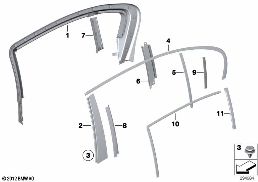 TRIM COVERS AND SEALS, REAR DOOR I