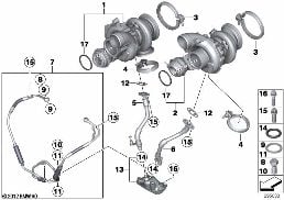 廢氣渦輪增壓器 帶潤滑裝置 diagram for BMW X5 E70 M