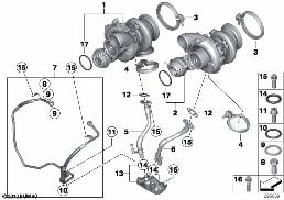 廢氣渦輪增壓器 帶潤滑裝置 diagram for BMW X5 E70 M