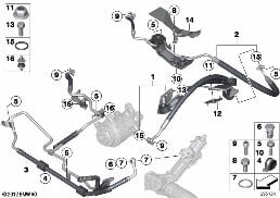 Hidr.direks, yağ hatları/Adaptive Drive diagram for BMW X5 E70 LCI 35dX