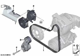 BELT DRIVE WATER PUMP/ALTERNATOR diagram for BMW 1 Series F20 LCI 118i