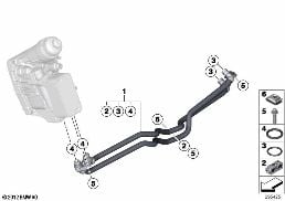 TRANSMISSION OIL COOLER LINE diagram for BMW 4 Series F33 LCI 435dX