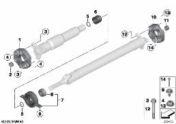 DRIVE SHAFT, SINGLE COMPONENTS, 4-WHEEL diagram for BMW 3 Series E92 LCI 320xd