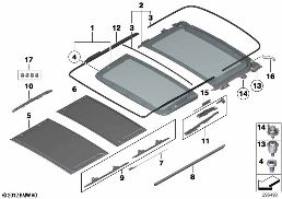 PANORAMA ROOF MOUNTING PARTS diagram for BMW X3 F25 35iX