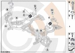 Zestaw napr. podusz. gum. wahacza poprz. diagram for BMW MINI R50 Cooper