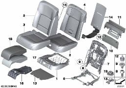 SEAT REAR, UPHOLS & COVER, COMFORT SEAT diagram for BMW 7 Series F02 LCI 740LdX