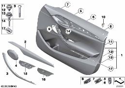 DOOR TRIM PANEL, FRONT diagram for BMW X1 E84 20i