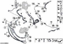 POWER STEERING/OIL PIPE/DYNAMIC DRIVE diagram for BMW 7 Series F02 LCI 760Li