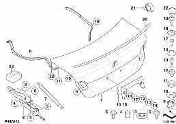 SINGLE COMPONENTS FOR TRUNK LID diagram for BMW 3 Series E90 LCI 318d