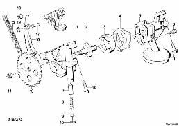 LUBRICATION SYSTEM/OIL PUMP WITH DRIVE diagram for BMW 5 Series E34 M5 3.8