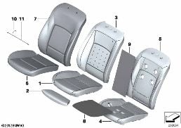 SEAT, FRONT, UPHOLSTERY AND COVER diagram for BMW 7 Series F02 LCI 740LdX