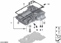 OIL PAN UPPER PART, OIL LEVEL INDICATOR diagram for BMW 6 Series F12 LCI 650i