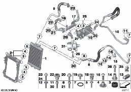 Raffr. olio mot./pompa refrig. elettr. diagram for BMW 3 Series F30 335i