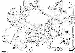 Nosník před. nápravy příčné rameno/táhlo diagram for BMW X5 E70 4.8i