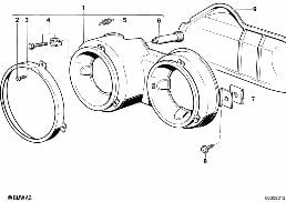 SINGLE COMPONENTS FOR HEADLIGHT diagram for BMW 5 Series E12 518