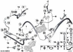 POWER STEERING/OIL PIPE/DYNAMIC DRIVE diagram for BMW 5 Series F11 LCI 535iX