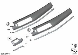 Dekorpaneler instrumentpanel diagram for BMW 5 Series F07 GT 530d