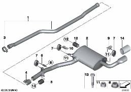 EXHAUST SYSTEM, REAR diagram for BMW 3 Series F30 LCI 318d
