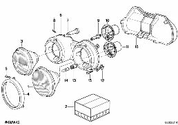 SINGLE COMPONENTS FOR HEADLIGHT diagram for BMW 6 Series E24 635CSi