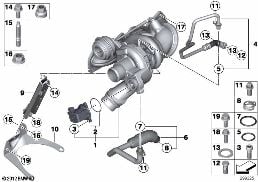 EXHAUST TURBOCHARGER WITH LUBRICATION diagram for BMW 1 Series F20 LCI 118i