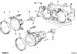 SINGLE COMPONENTS FOR HEADLIGHT diagram for BMW 3 Series E30 325e
