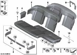 Sedad.zad.čalounění a potah zákl.sedadlo diagram for BMW Rolls-Royce Phantom RR1 Phantom