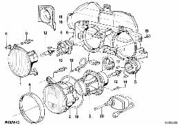 Einzelteile Scheinwerfer diagram for BMW 7 Series E32 750iL