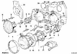 SINGLE COMPONENTS FOR HEADLIGHT diagram for BMW 5 Series E34 530i