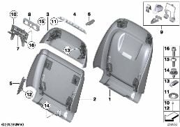 SEAT, FRONT, BACKREST TRIM COVERS diagram for BMW 7 Series F02 LCI 740LdX
