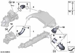 Impianto d'aspir.-tubo aria suralim./AGR diagram for BMW X5 F15 M50dX