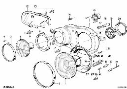 SINGLE COMPONENTS FOR HEADLIGHT diagram for BMW 7 Series E23 735i