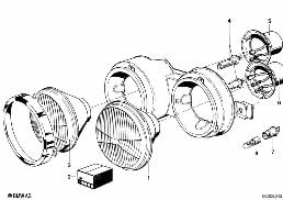 SINGLE COMPONENTS FOR HEADLIGHT diagram for BMW 5 Series E12 518