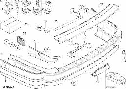 Garniture arrière diagram for BMW 5 Series E39 525td