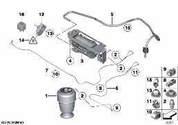 Yükseklik sev.ayar.,-Hav.süs./Kont.ünit. diagram for BMW 5 Series F11 528i