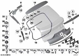 MOUNTING PARTS, TRUNK LID diagram for BMW 5 Series F07 GT 550iX 4.0