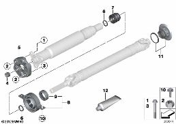 DRIVE SHAFT-CENT.BEARING-UNIVERSAL JOINT diagram for BMW 6 Series F13 640i