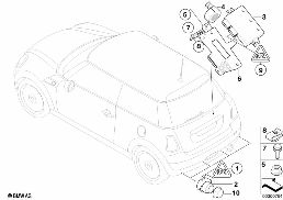 Control de distancia de aparcam. (PDC) diagram for BMW MINI R56 One