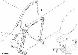Mechanizm szyby drzwi przednich diagram for BMW 3 Series E46 316ti