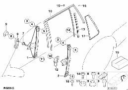 Türfenstermechanismus hinten diagram for BMW 3 Series E46 316i