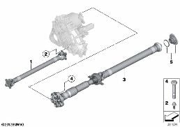 Kardanaxel fyrhjul/Iläggsmutter diagram for BMW 3 Series F30 330dX